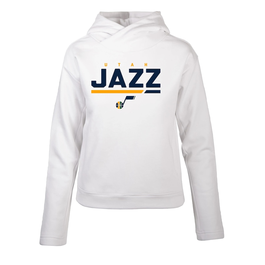 Women's Utah Jazz Levelwear White Evian Cut Off Pullover Hoodie Women's Utah Jazz Levelwear White Evian Cut Off Pullover Hoodie