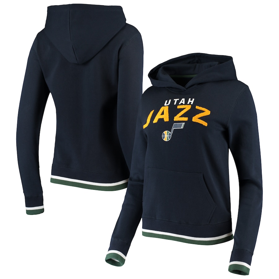 Women's Utah Jazz New Era Navy Fleece Chenille Flocking Pullover Hoodie Women's Utah Jazz New Era Navy Fleece Chenille Flocking Pullover Hoodie