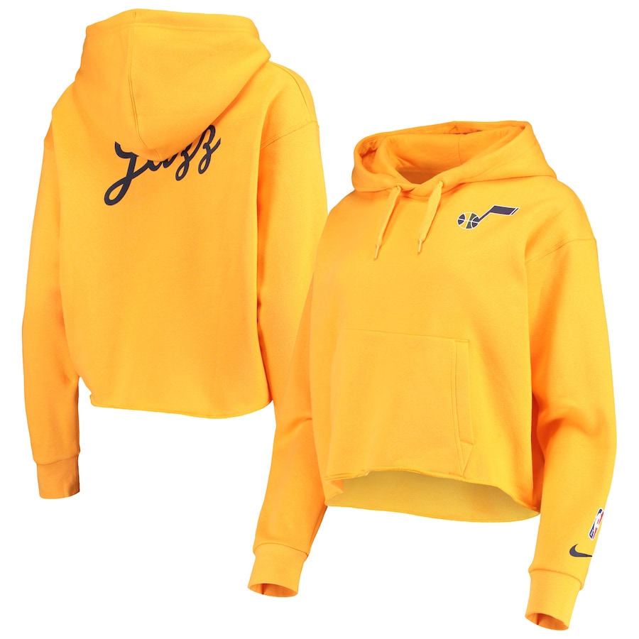 Women's Utah Jazz NBA Orange Essential Pullover Cropped Hoodie Women's Utah Jazz NBA Orange Essential Pullover Cropped Hoodie
