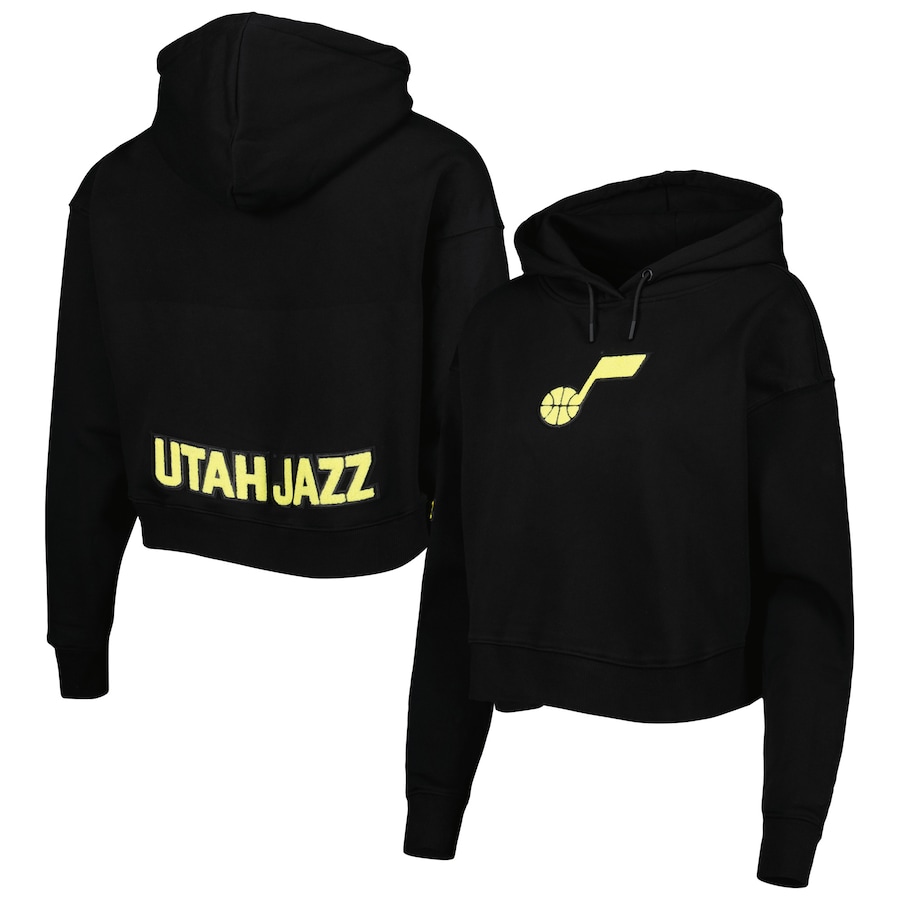 Women's Utah Jazz Pro Standard Black Classic Fleece Cropped Pullover Hoodie