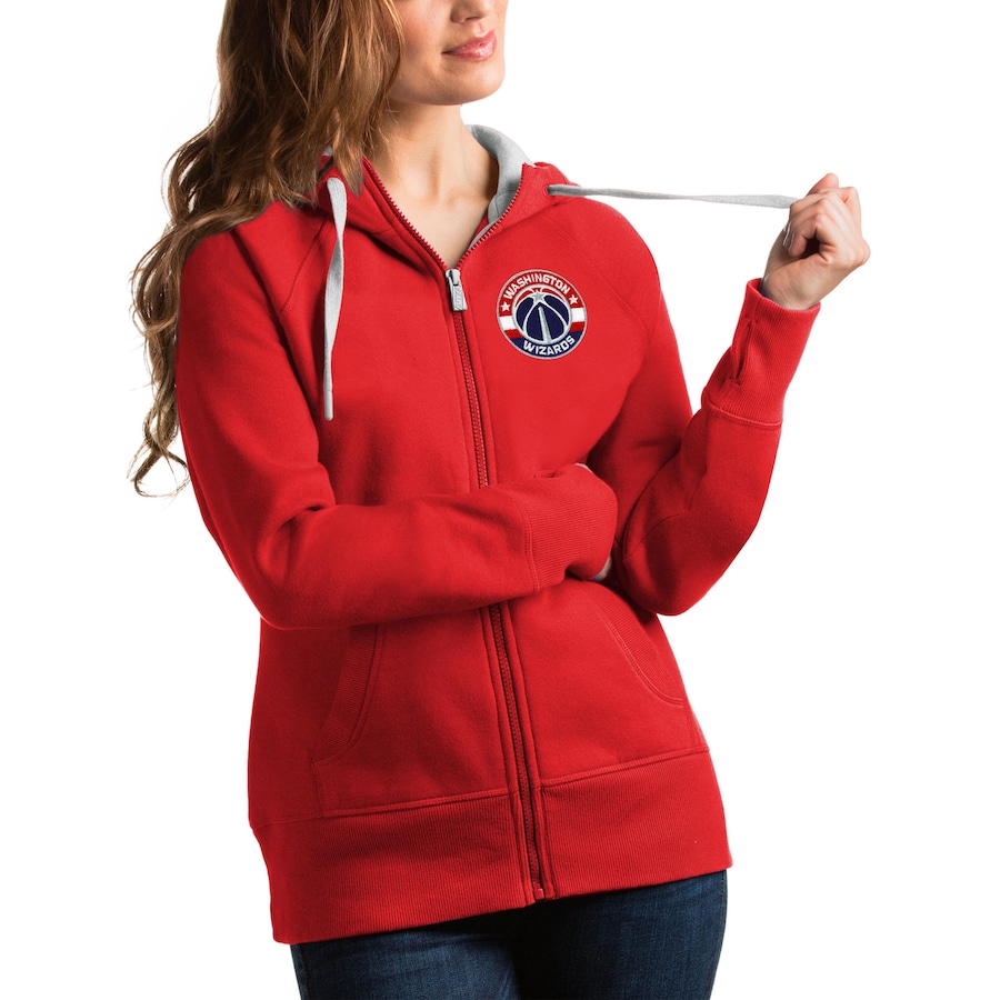 Women's Washington Wizards Antigua Red Victory Full-Zip Hoodie
