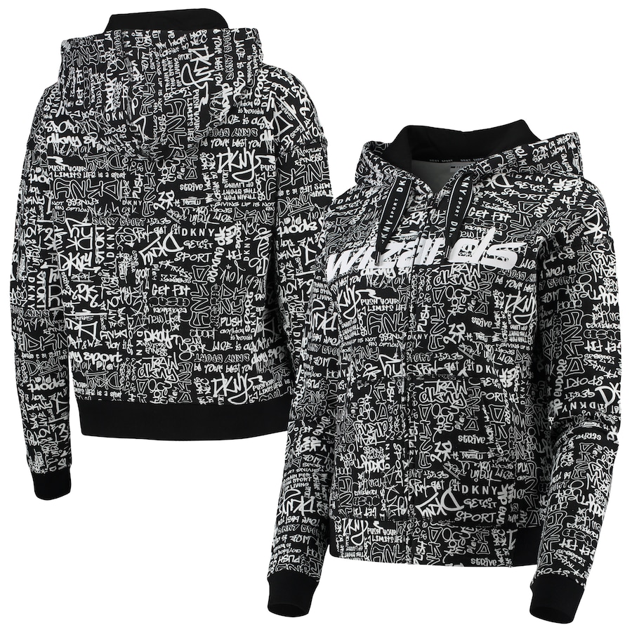 Women's Washington Wizards DKNY Sport Urban Black Full-Zip Hoodie Women's Washington Wizards DKNY Sport Urban Black Full-Zip Hoodie