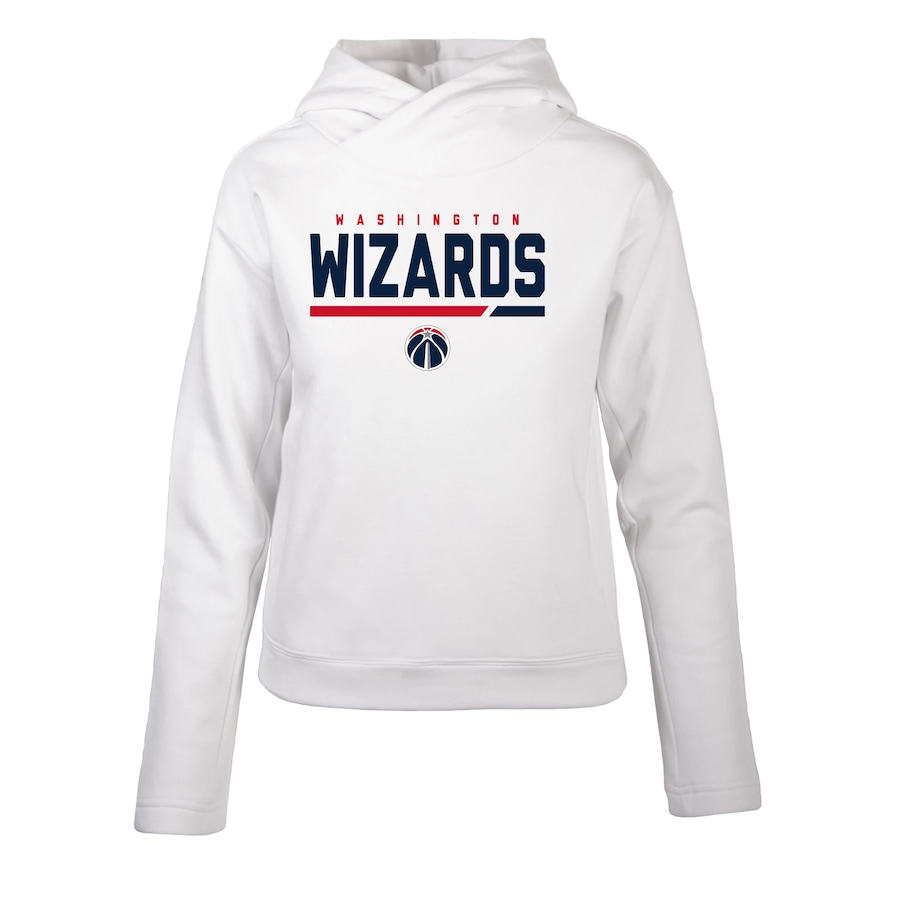 Women's Washington Wizards Levelwear White Evian Cut Off Pullover Hoodie Women's Washington Wizards Levelwear White Evian Cut Off Pullover Hoodie