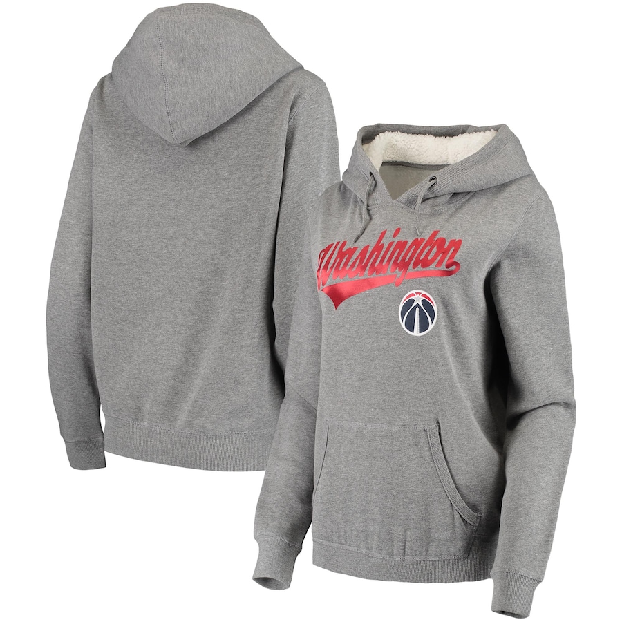 Women's Washington Wizards New Era Heathered Gray Sherpa Pullover Hoodie Women's Washington Wizards New Era Heathered Gray Sherpa Pullover Hoodie
