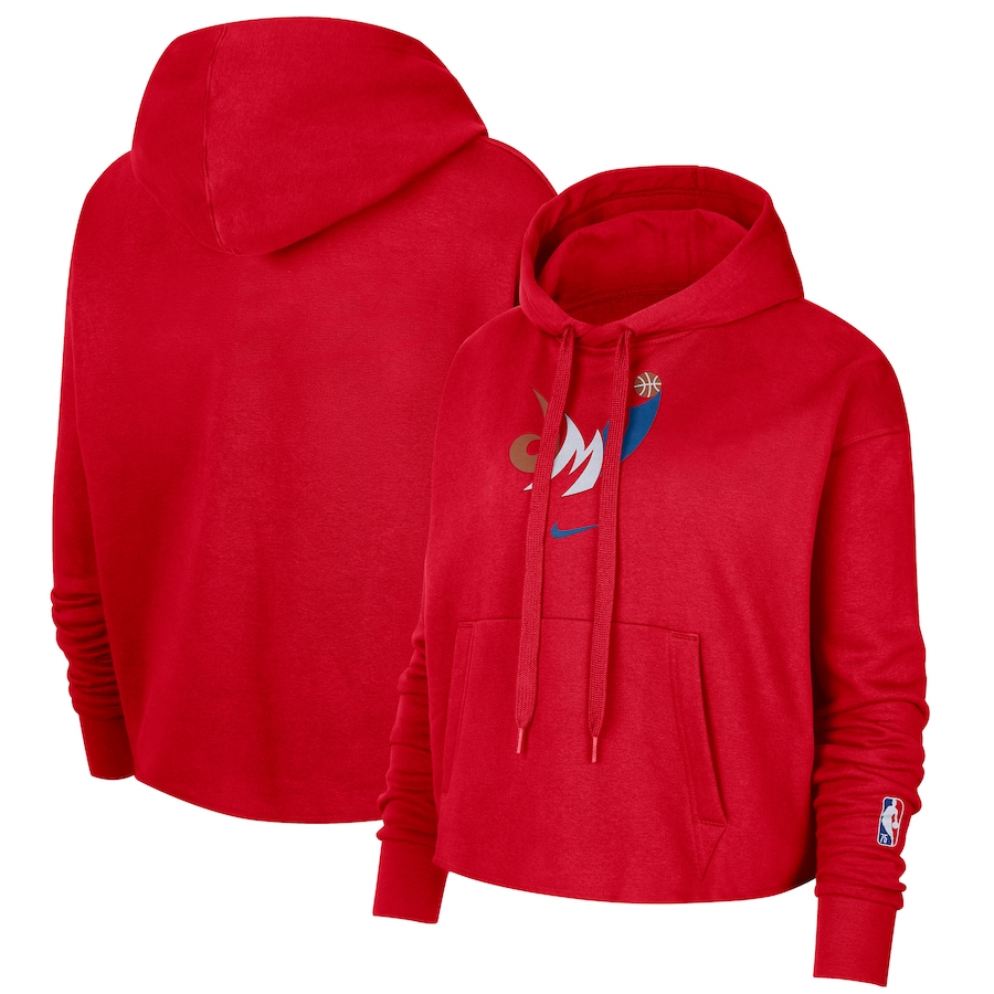 Women's Washington Wizards NBA Red 2021/22 City Edition Essential Logo Cropped Pullover Hoodie Women's Washington Wizards NBA Red 2021/22 City Edition Essential Logo Cropped Pullover Hoodie