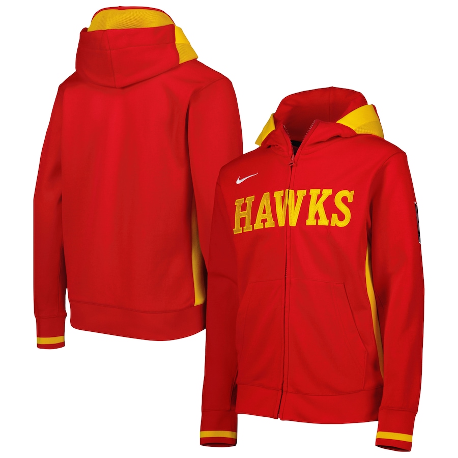 Youth Boys Atlanta Hawks NBA Red Courtside Showtime Performance Full-Zip Hoodie Youth Boys Atlanta Hawks NBA Red Courtside Showtime Performance Full-Zip Hoodie