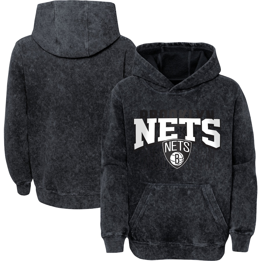 Youth Boys Brooklyn Nets Black Mineral Wash Back-to-Back Pullover Hoodie Youth Boys Brooklyn Nets Black Mineral Wash Back-to-Back Pullover Hoodie