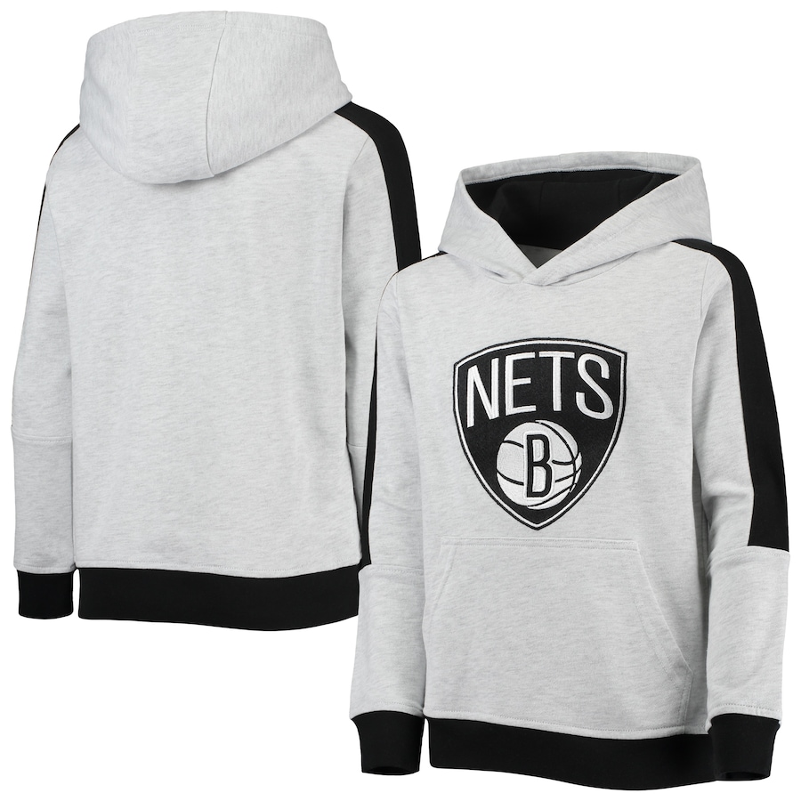 Youth Boys Brooklyn Nets Heathered Gray Lived In Pullover Hoodie