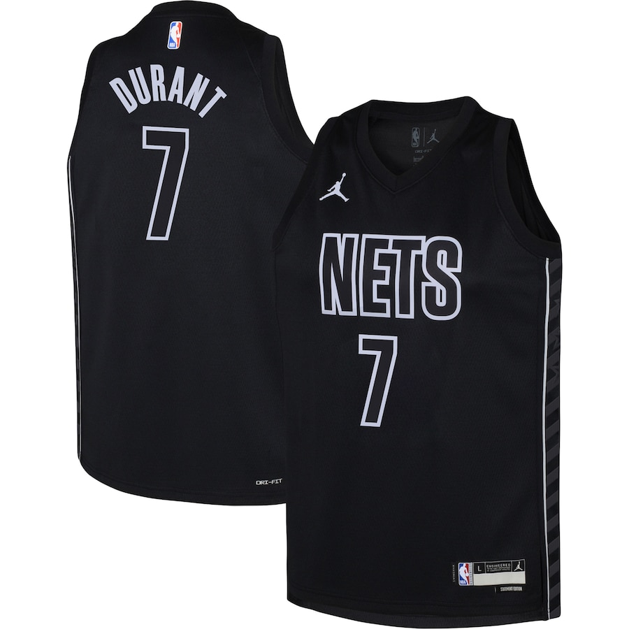 Youth Boys Brooklyn Nets Kevin Durant Jordan Brand Black 2022/23 Swingman Jersey - Statement Edition Youth Boys Brooklyn Nets Kevin Durant Jordan Brand Black 2022/23 Swingman Jersey - Statement Edition