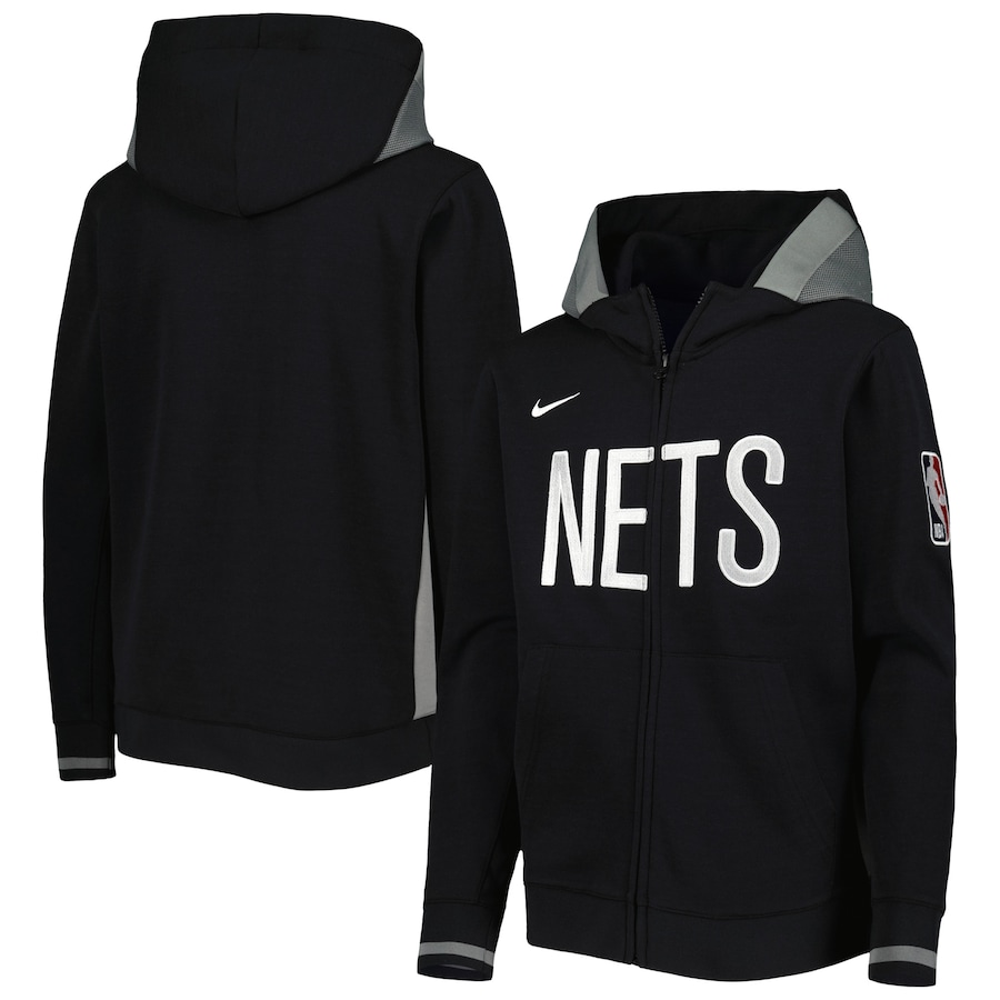 Youth Boys Brooklyn Nets NBA Black Courtside Showtime Performance Full-Zip Hoodie