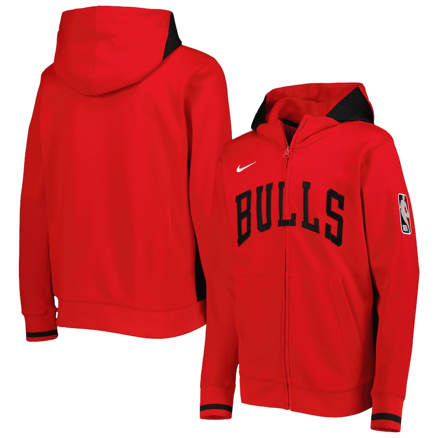 Youth Boys Chicago Bulls NBA Red Courtside Showtime Performance Full-Zip Hoodie Youth Boys Chicago Bulls NBA Red Courtside Showtime Performance Full-Zip Hoodie