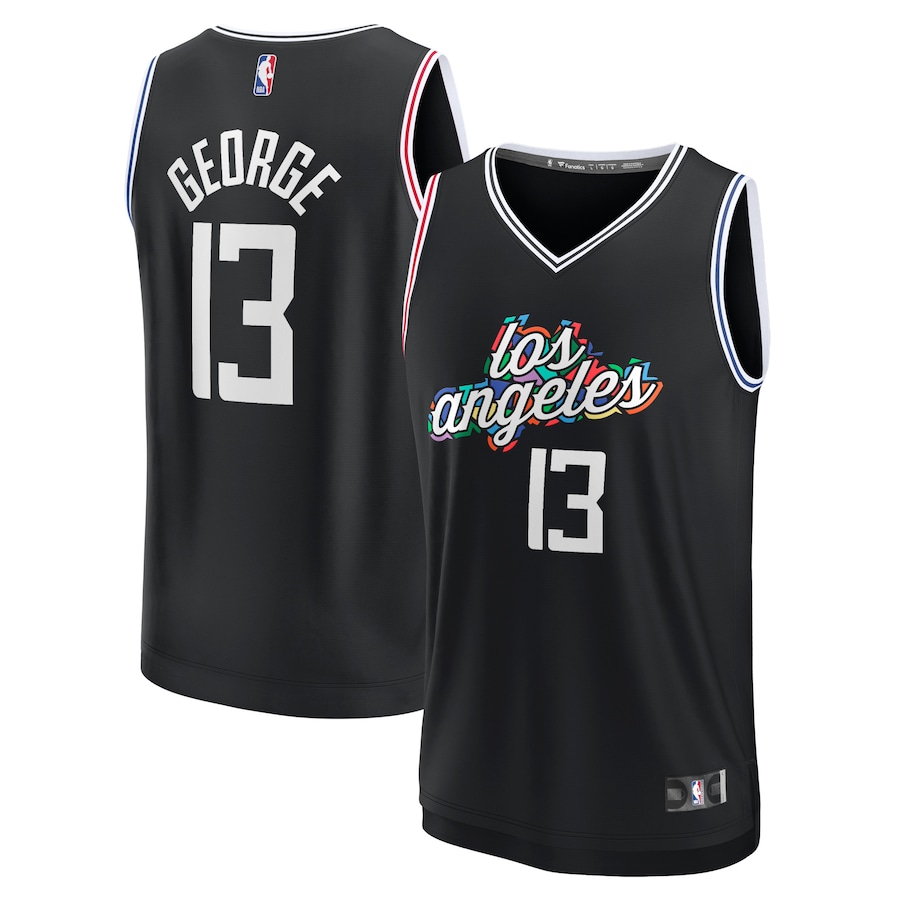 Youth Boys LA Clippers Paul George Black 2022/23 Fastbreak Jersey - City Edition