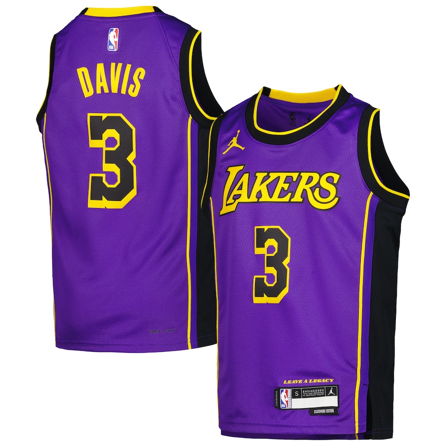 Youth Boys Los Angeles Lakers Anthony Davis Jordan Brand Purple 2022/23 Swingman Jersey - Statement Edition