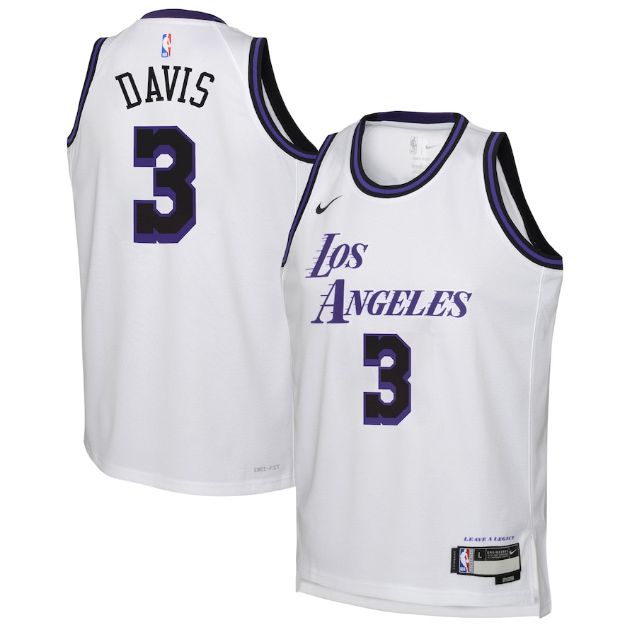 Youth Boys Los Angeles Lakers Anthony Davis NBA White 2022/23 Swingman Jersey - City Edition