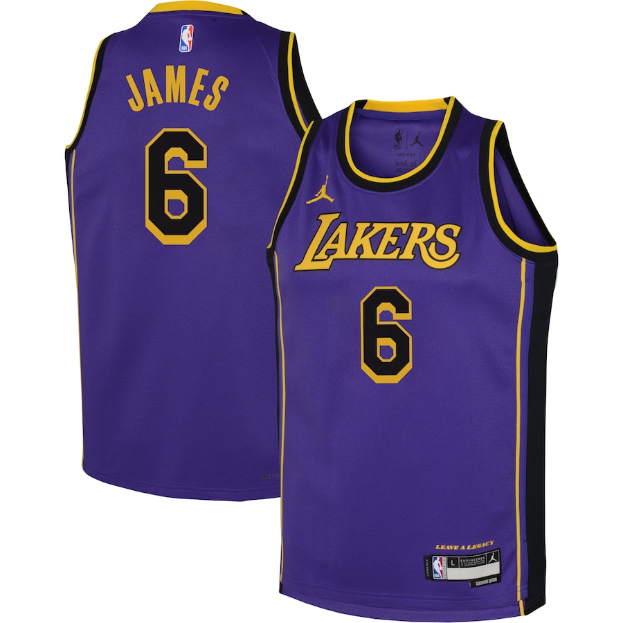 Youth Boys Los Angeles Lakers LeBron James Jordan Brand Purple 2022/23 Swingman Jersey - Statement Edition