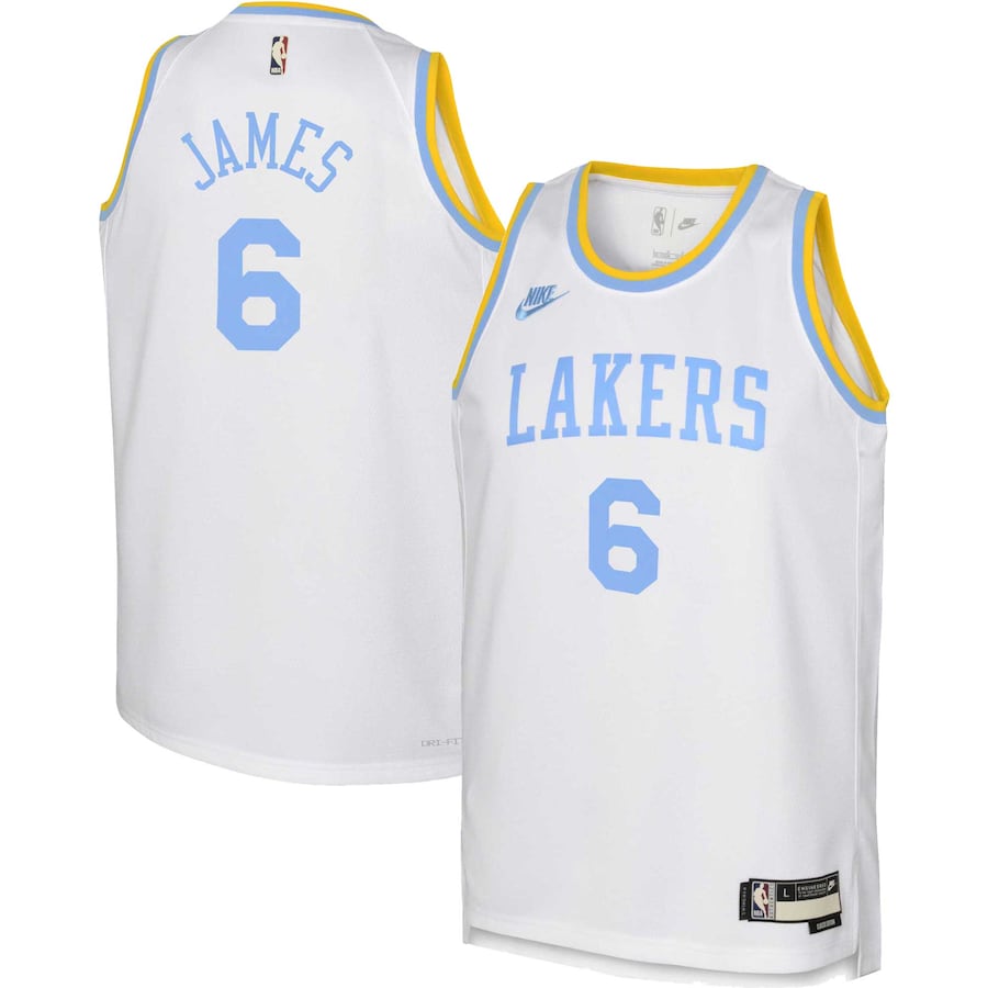Youth Boys Los Angeles Lakers LeBron James NBA White 2022/23 Swingman Jersey - Classic Edition