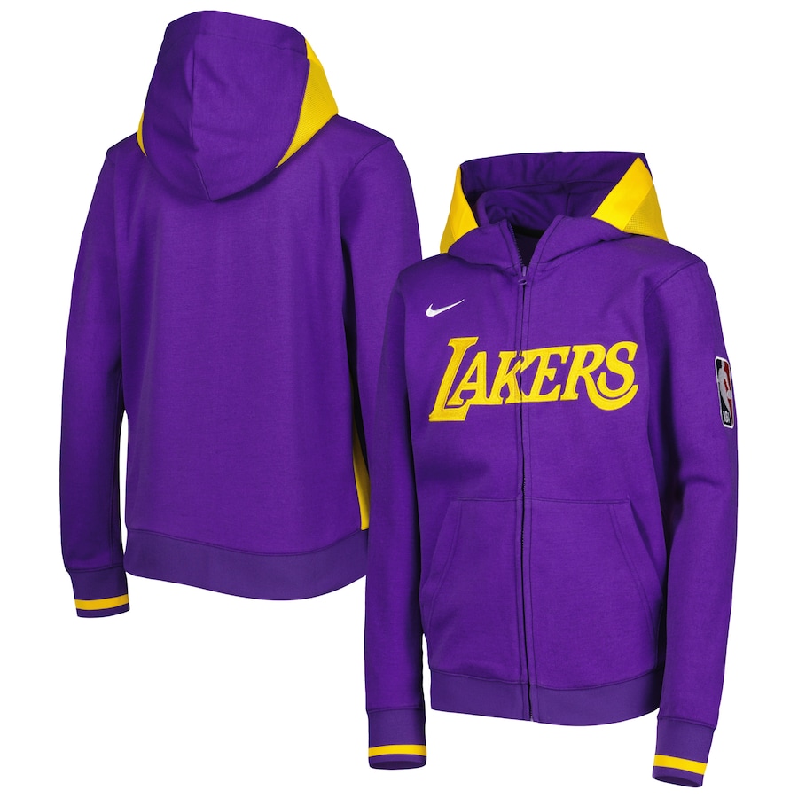 Youth Boys Los Angeles Lakers NBA Purple Courtside Showtime Performance Full-Zip Hoodie