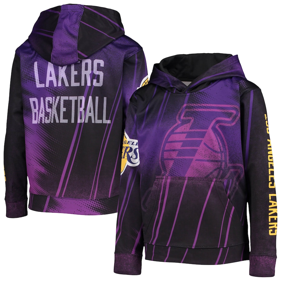 Youth Boys Los Angeles Lakers Purple/Black Outside the Key Pullover Hoodie
