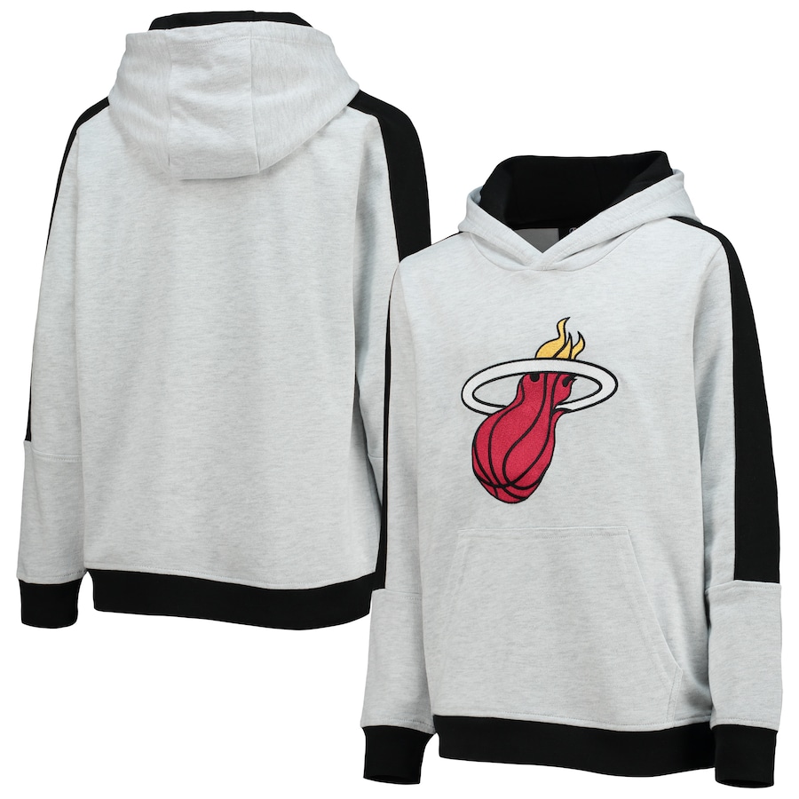 Youth Boys Miami Heat Heathered Gray Lived In Pullover Hoodie Youth Boys Miami Heat Heathered Gray Lived In Pullover Hoodie
