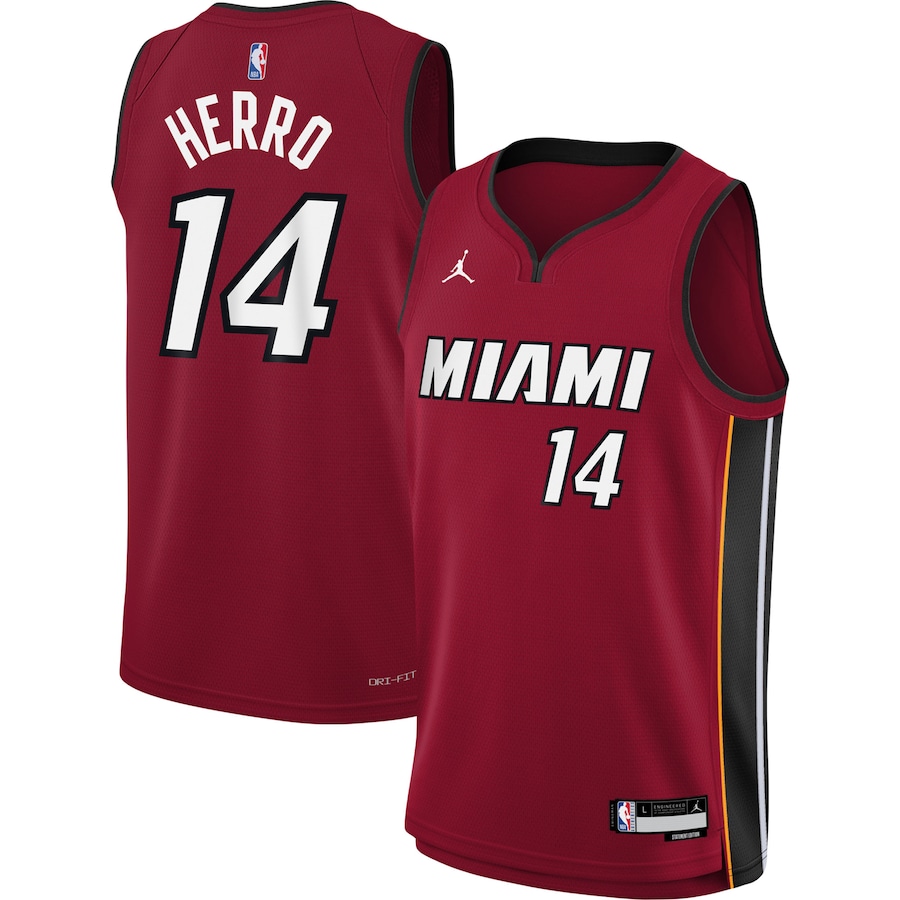 Youth Boys Miami Heat Tyler Herro Jordan Brand Red Swingman Jersey - Statement Edition With 2023 NBA finals patch 