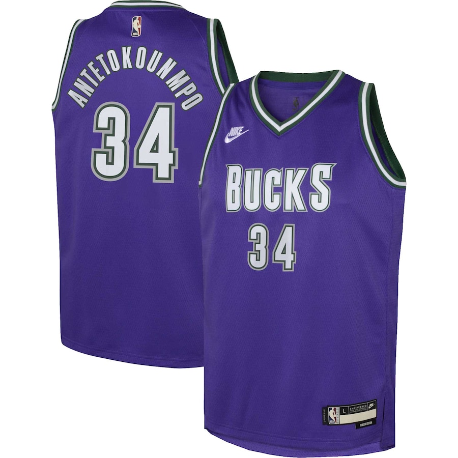 Youth Boys Milwaukee Bucks Giannis Antetokounmpo NBA Purple 2022/23 Swingman Jersey - Classic Edition