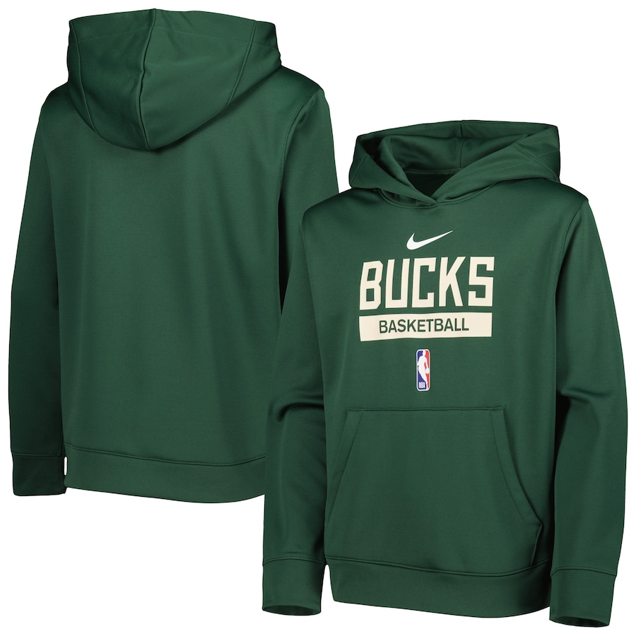 Youth Boys Milwaukee Bucks NBA Hunter Green Spotlight Practice Performance Pullover Hoodie Youth Boys Milwaukee Bucks NBA Hunter Green Spotlight Practice Performance Pullover Hoodie