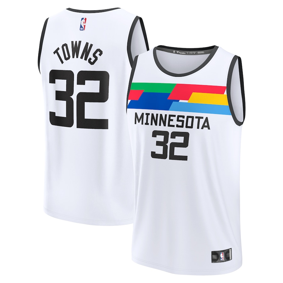 Youth Boys Minnesota Timberwolves Karl-Anthony Towns White 2022/23 Fastbreak Jersey - City Edition