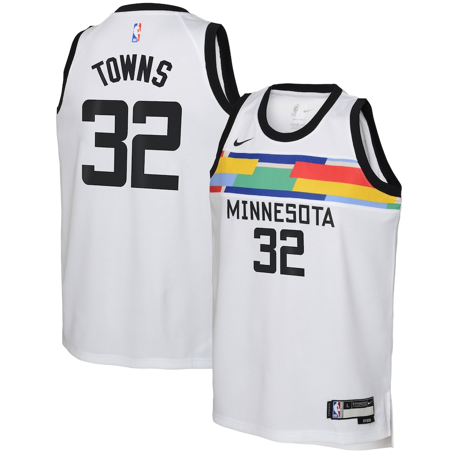 Youth Boys Minnesota Timberwolves Karl-Anthony Towns NBA White 2022/23 Swingman Jersey - City Edition