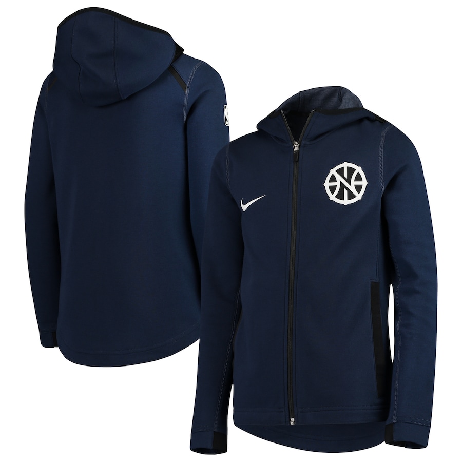 Youth Boys New Orleans Pelicans NBA Navy Showtime Performance Full-Zip Hoodie Youth Boys New Orleans Pelicans NBA Navy Showtime Performance Full-Zip Hoodie