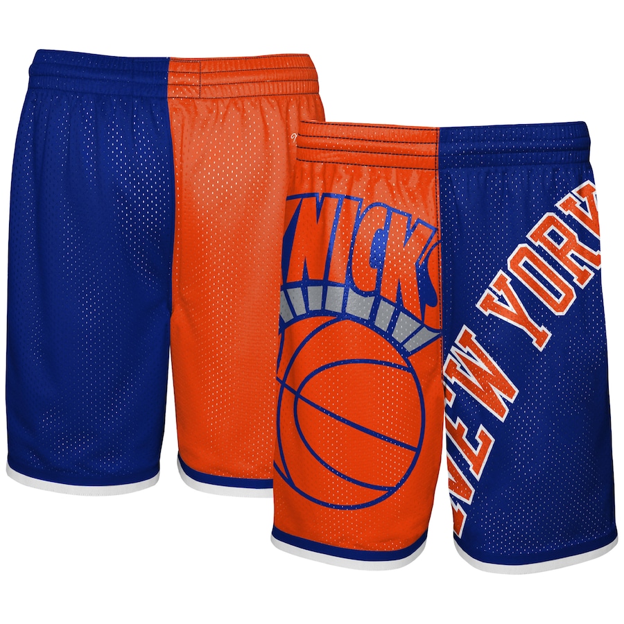 Youth Boys New York Knicks Mitchell & Ness Orange/Blue Hardwood Classics Big Face 5.0 Shorts