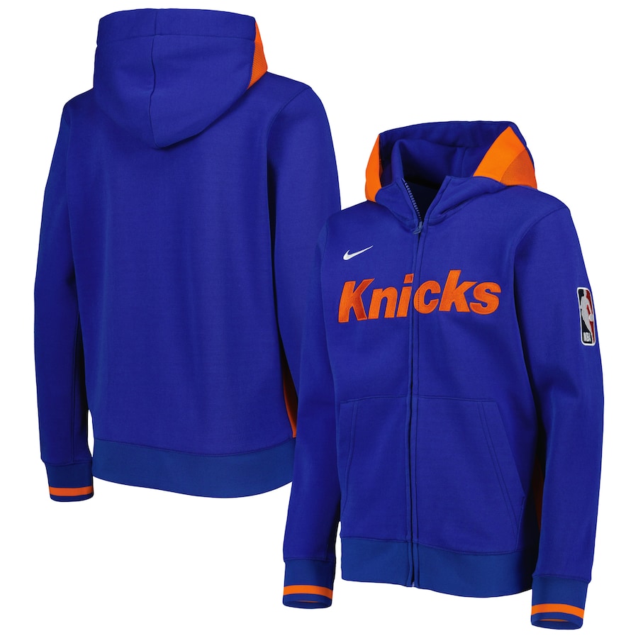Youth Boys New York Knicks NBA Blue Courtside Showtime Performance Full-Zip Hoodie