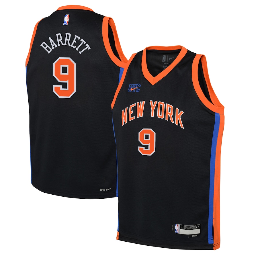Youth Boys New York Knicks RJ Barrett NBA Black 2022/23 Swingman Jersey - City Edition Youth Boys New York Knicks RJ Barrett NBA Black 2022/23 Swingman Jersey - City Edition