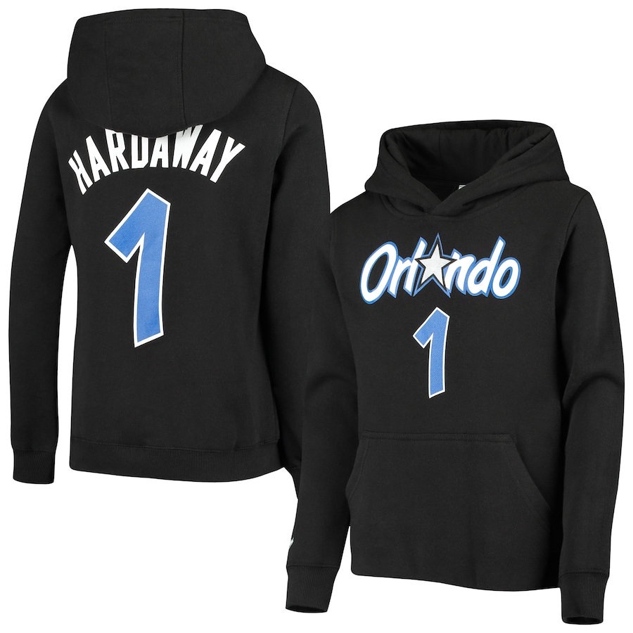 Youth Boys Orlando Magic Penny Hardaway Mitchell & Ness Black Hardwood Classics Name & Number Pullover Hoodie