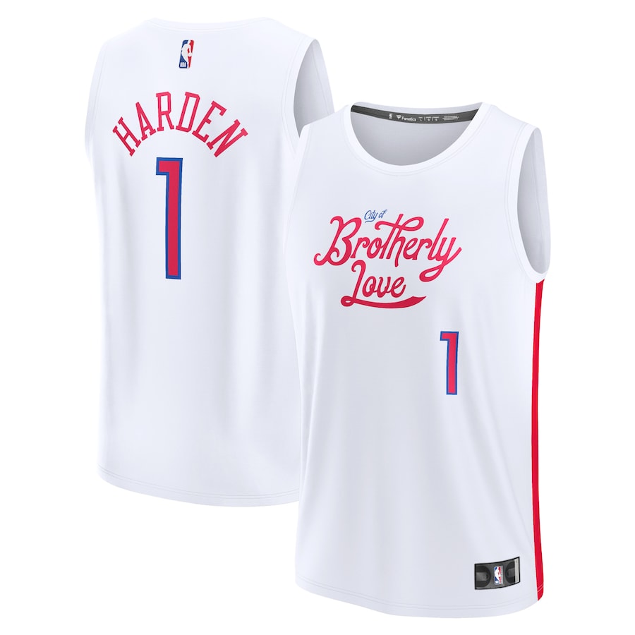 Youth Boys Philadelphia 76ers James Harden White 2022/23 Fastbreak Jersey - City Edition Youth Boys Philadelphia 76ers James Harden White 2022/23 Fastbreak Jersey - City Edition