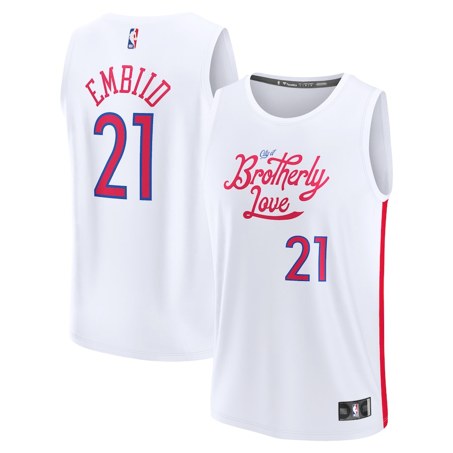 Youth Boys Philadelphia 76ers Joel Embiid White 2022/23 Fastbreak Jersey - City Edition Youth Boys Philadelphia 76ers Joel Embiid White 2022/23 Fastbreak Jersey - City Edition