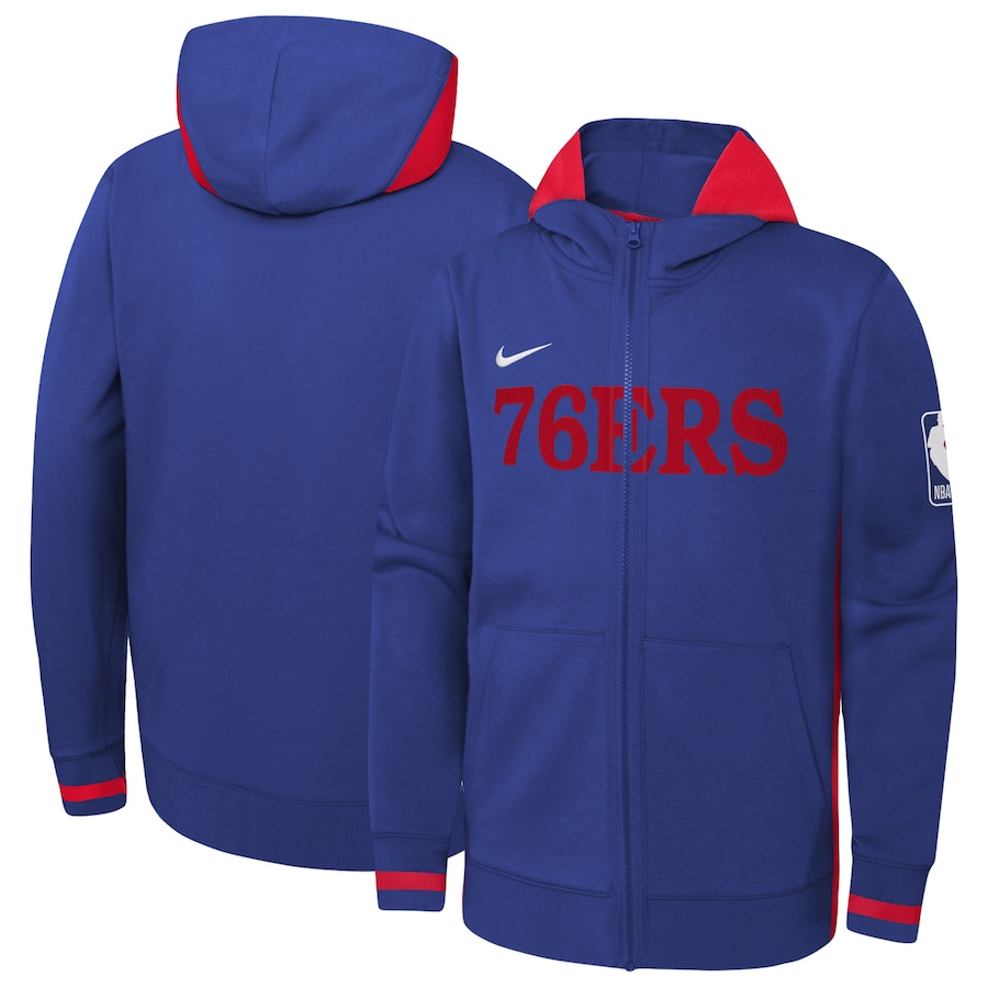 Youth Boys Philadelphia 76ers NBA Royal Courtside Showtime Performance Full-Zip Hoodie Youth Boys Philadelphia 76ers NBA Royal Courtside Showtime Performance Full-Zip Hoodie