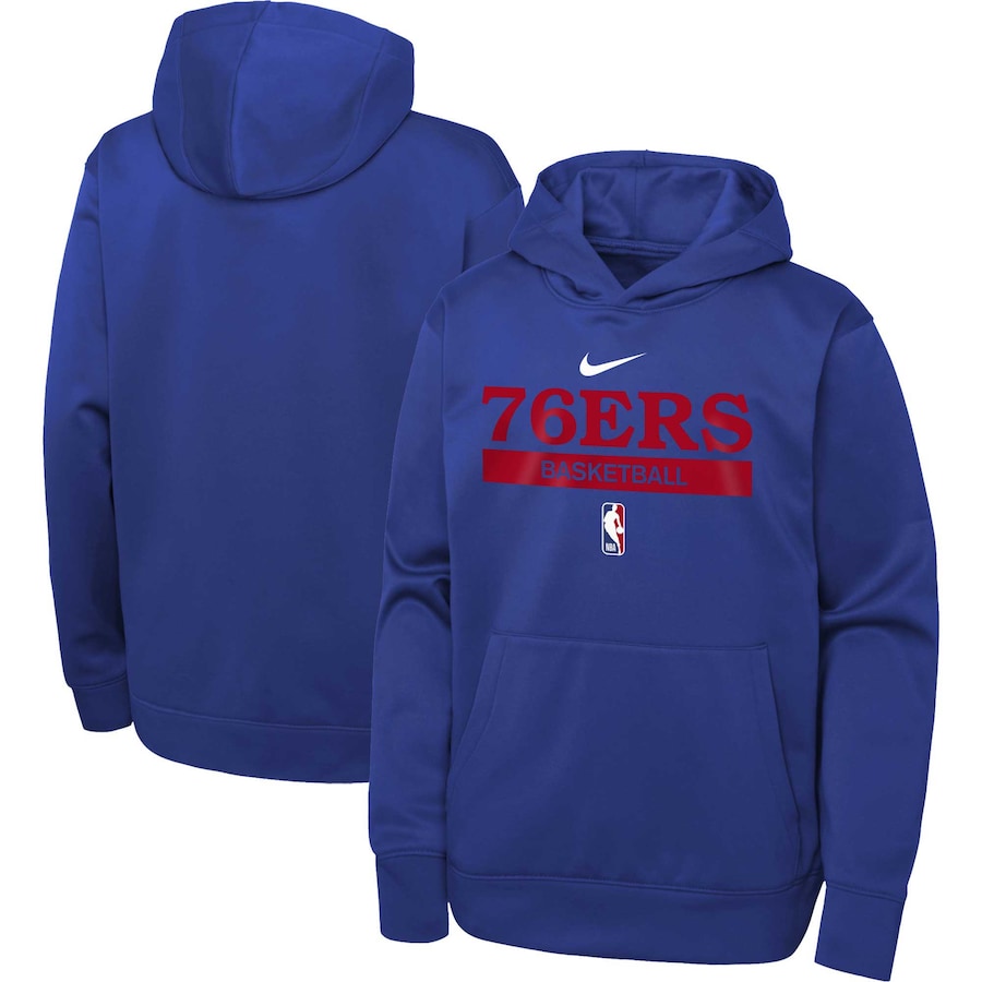 Youth Boys Philadelphia 76ers NBA Royal Spotlight Practice Performance Pullover Hoodie Youth Boys Philadelphia 76ers NBA Royal Spotlight Practice Performance Pullover Hoodie