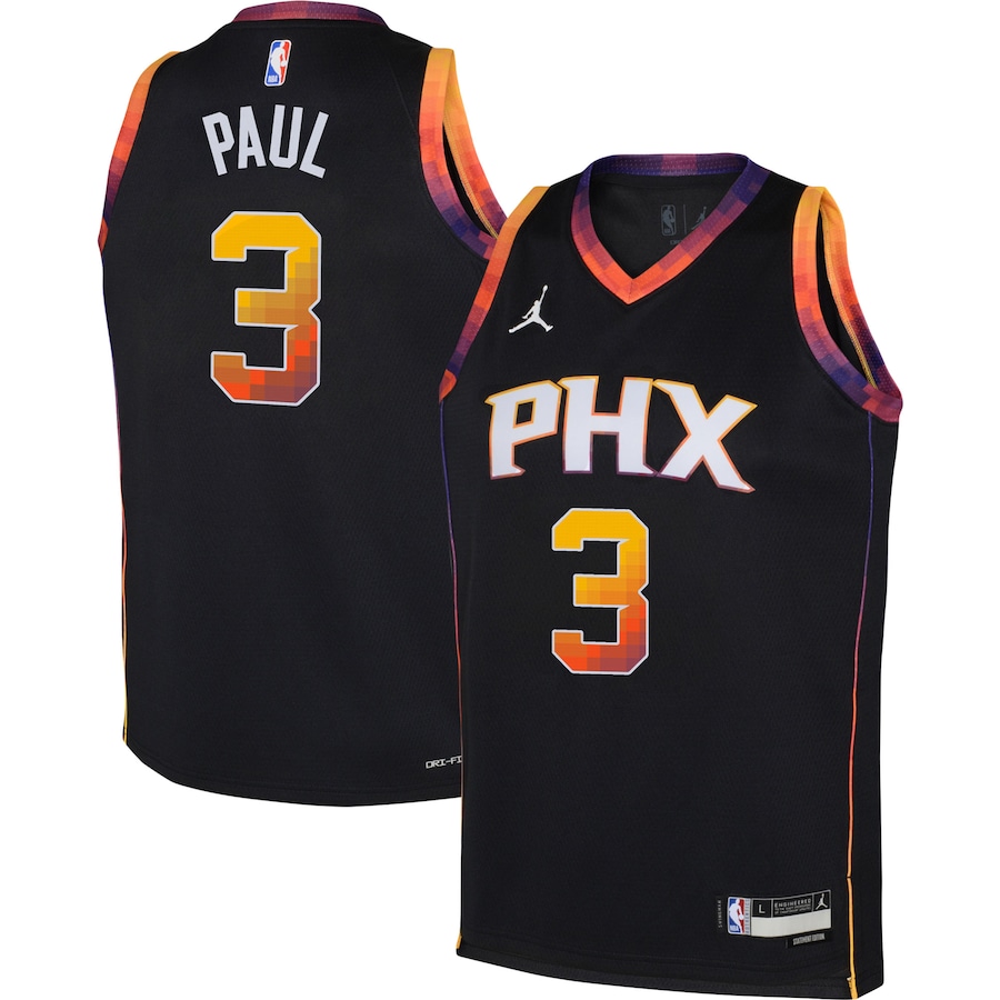 Youth Boys Phoenix Suns Chris Paul Jordan Brand Black 2022/23 Swingman Jersey - Statement Edition Youth Boys Phoenix Suns Chris Paul Jordan Brand Black 2022/23 Swingman Jersey - Statement Edition