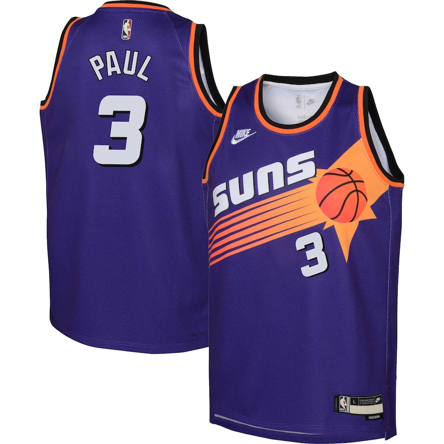 Youth Boys Phoenix Suns Chris Paul NBA Purple 2022/23 Swingman Jersey - Classic Edition Youth Boys Phoenix Suns Chris Paul NBA Purple 2022/23 Swingman Jersey - Classic Edition