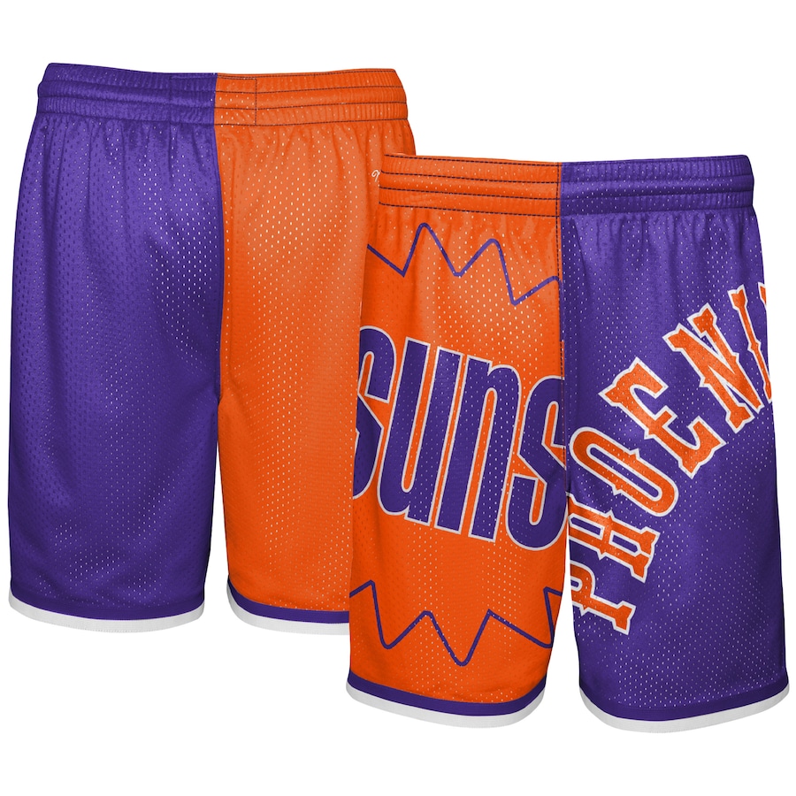 Youth Boys Phoenix Suns Mitchell & Ness Orange/Purple Hardwood Classics Big Face 5.0 Shorts Youth Boys Phoenix Suns Mitchell & Ness Orange/Purple Hardwood Classics Big Face 5.0 Shorts