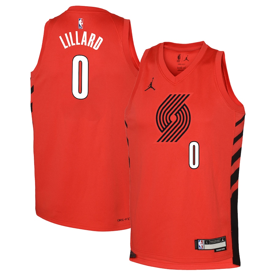 Youth Boys Portland Trail Blazers Damian Lillard Jordan Brand Red 2022/23 Swingman Jersey - Statement Edition