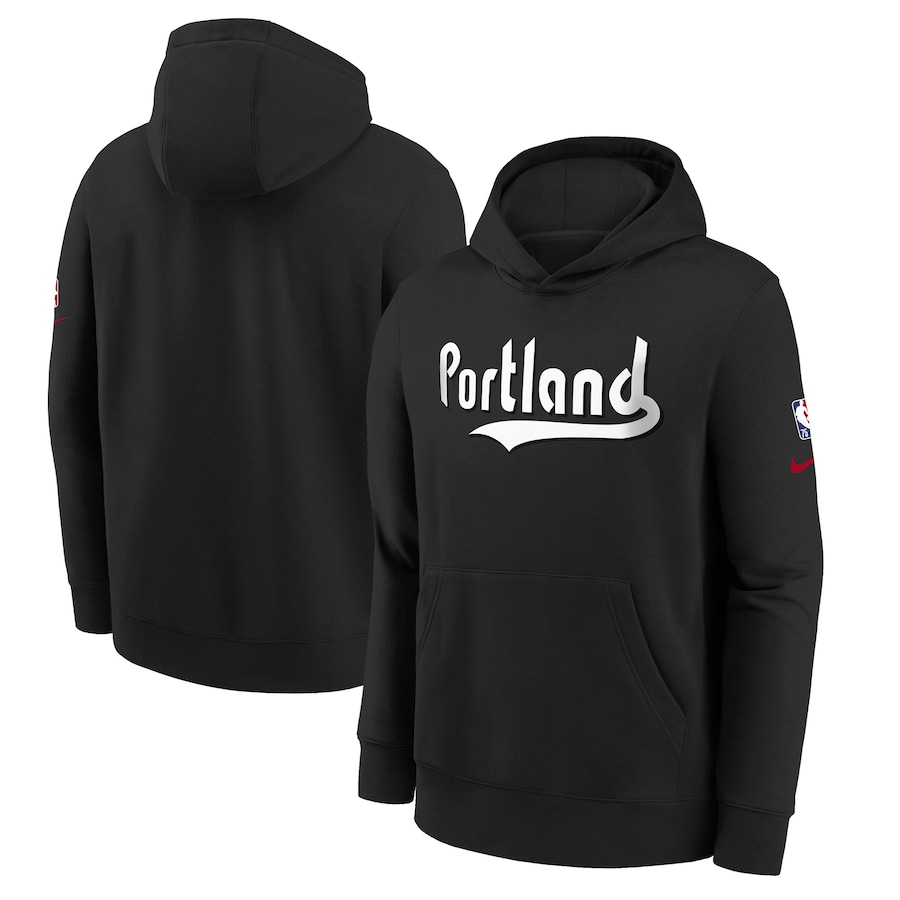 Youth Boys Portland Trail Blazers NBA Black 2021/22 City Edition Essential Pullover Hoodie Youth Boys Portland Trail Blazers NBA Black 2021/22 City Edition Essential Pullover Hoodie