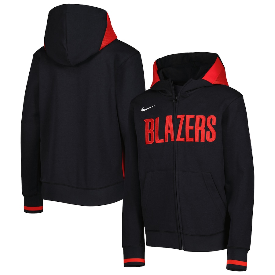 Youth Boys Portland Trail Blazers NBA Black Courtside Showtime Performance Full-Zip Hoodie Youth Boys Portland Trail Blazers NBA Black Courtside Showtime Performance Full-Zip Hoodie