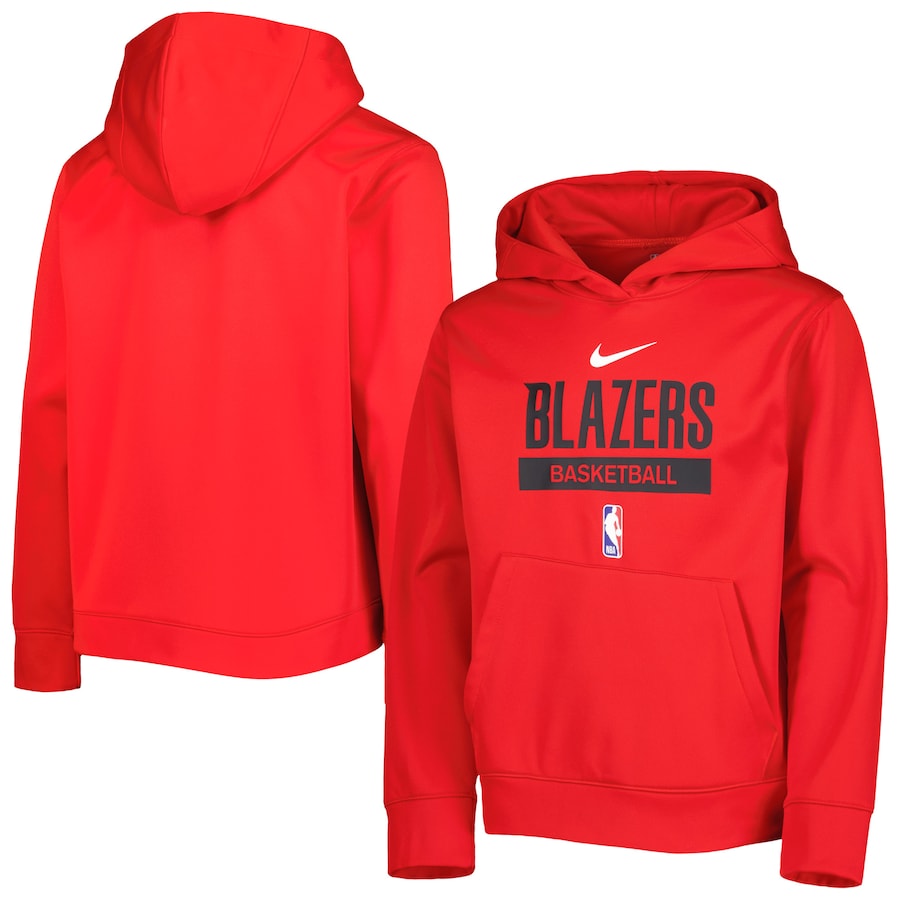 Youth Boys Portland Trail Blazers NBA Red Spotlight Practice Performance Pullover Hoodie