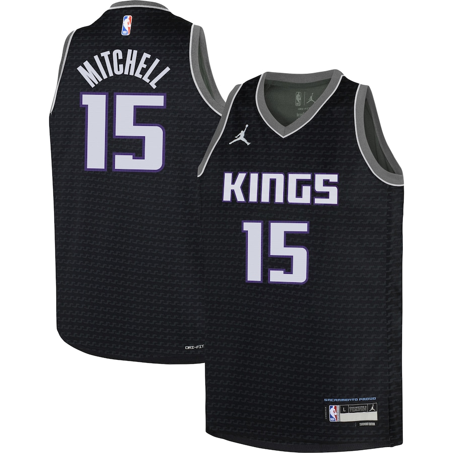 Youth Boys Sacramento Kings Davion Mitchell Jordan Brand Black 2022/23 Swingman Jersey - Statement Edition