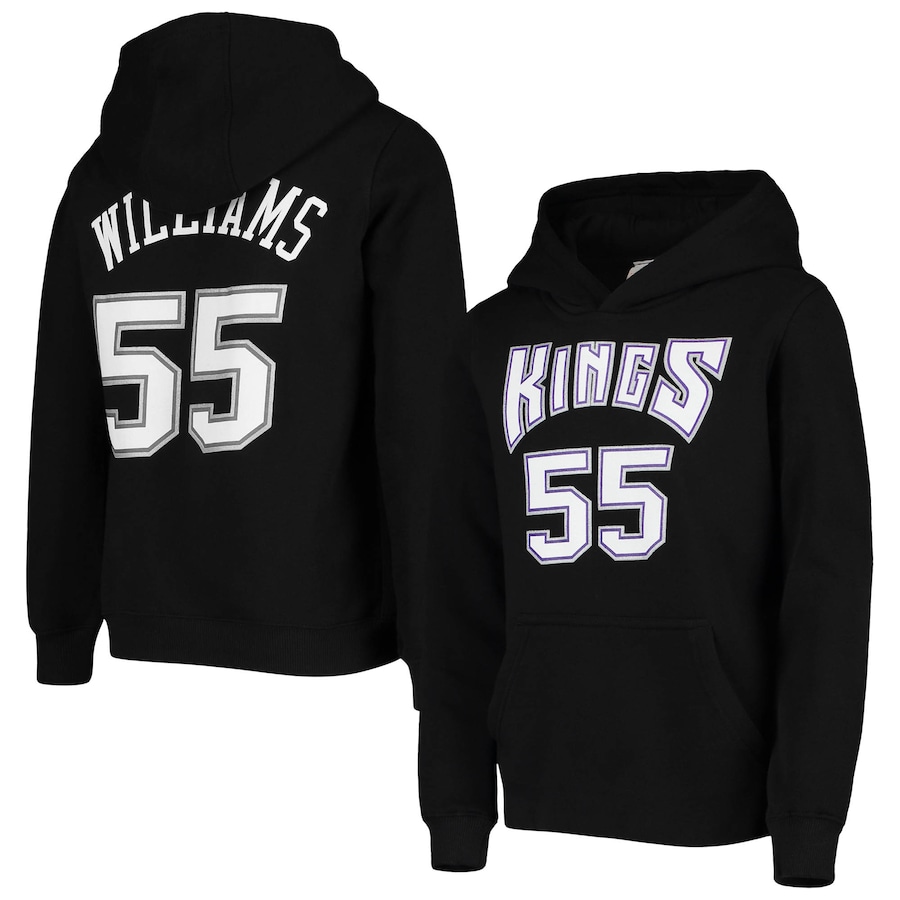 Youth Boys Sacramento Kings Jason Williams Mitchell & Ness Black Hardwood Classics Name & Number Pullover Hoodie