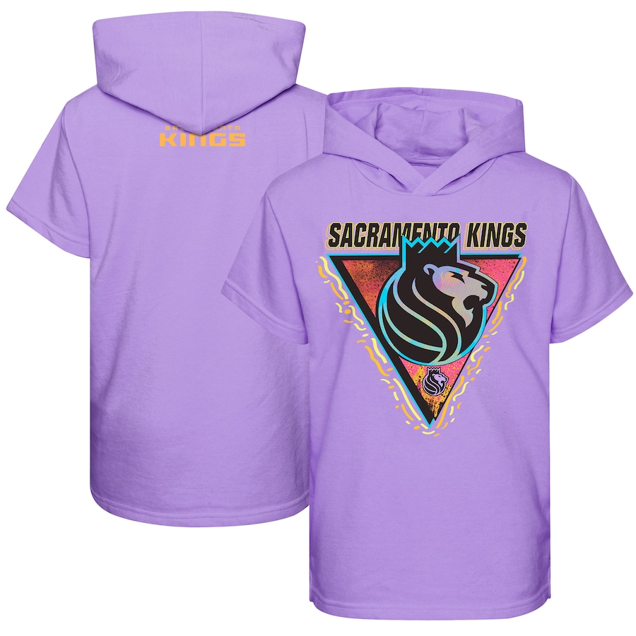 Youth Boys Sacramento Kings Purple Game On Short Sleeve Pullover Hoodie T-Shirt