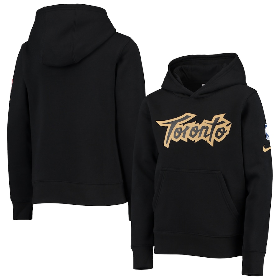 Youth Boys Toronto Raptors NBA Black 2021/22 City Edition Essential Pullover Hoodie