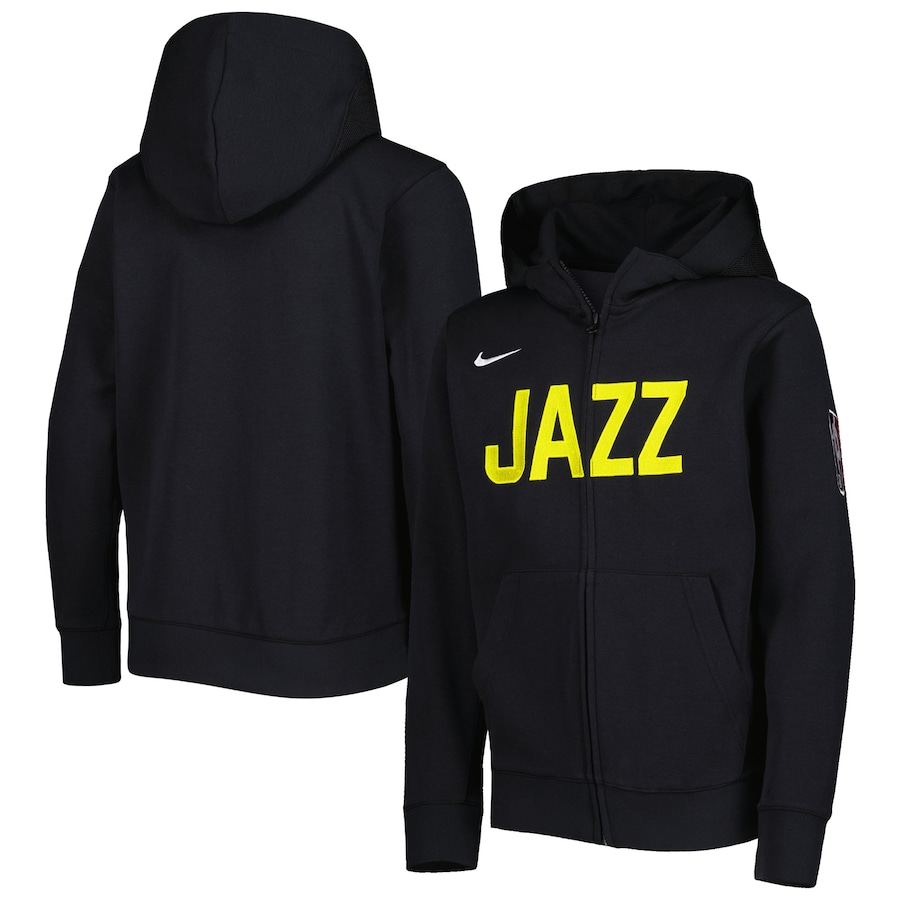 Youth Boys Utah Jazz NBA Black Courtside Showtime Performance Full-Zip Hoodie