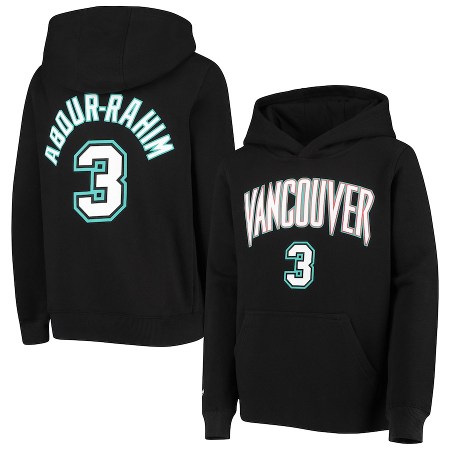 Youth Boys Vancouver Grizzlies Shareef Abdur-Rahim Mitchell & Ness Black Hardwood Classics Name & Number Pullover Hoodie